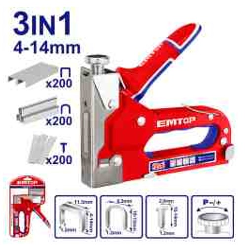 3 In 1 Staple Gun, Adjustable Force, Staples/U-Shape/Brad Nails, Included